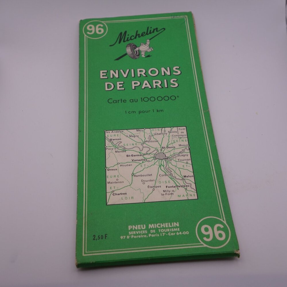 Vintage 96 Michelin Environs de Paris Map